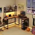 thumbnail image 6 of COMHOMA 59" L Shaped Computer Desk with LED Sensor Lights and Power Outlets, Reversible L Shaped Gaming Desk with Storage Bag and Hutch Monitor Stand, Home Office Desk with USB Port, 6 of 8