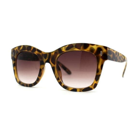 Womens Thick Horn Rim Hipster Boyfriend Sunglasses Yellow Tortoise Brown