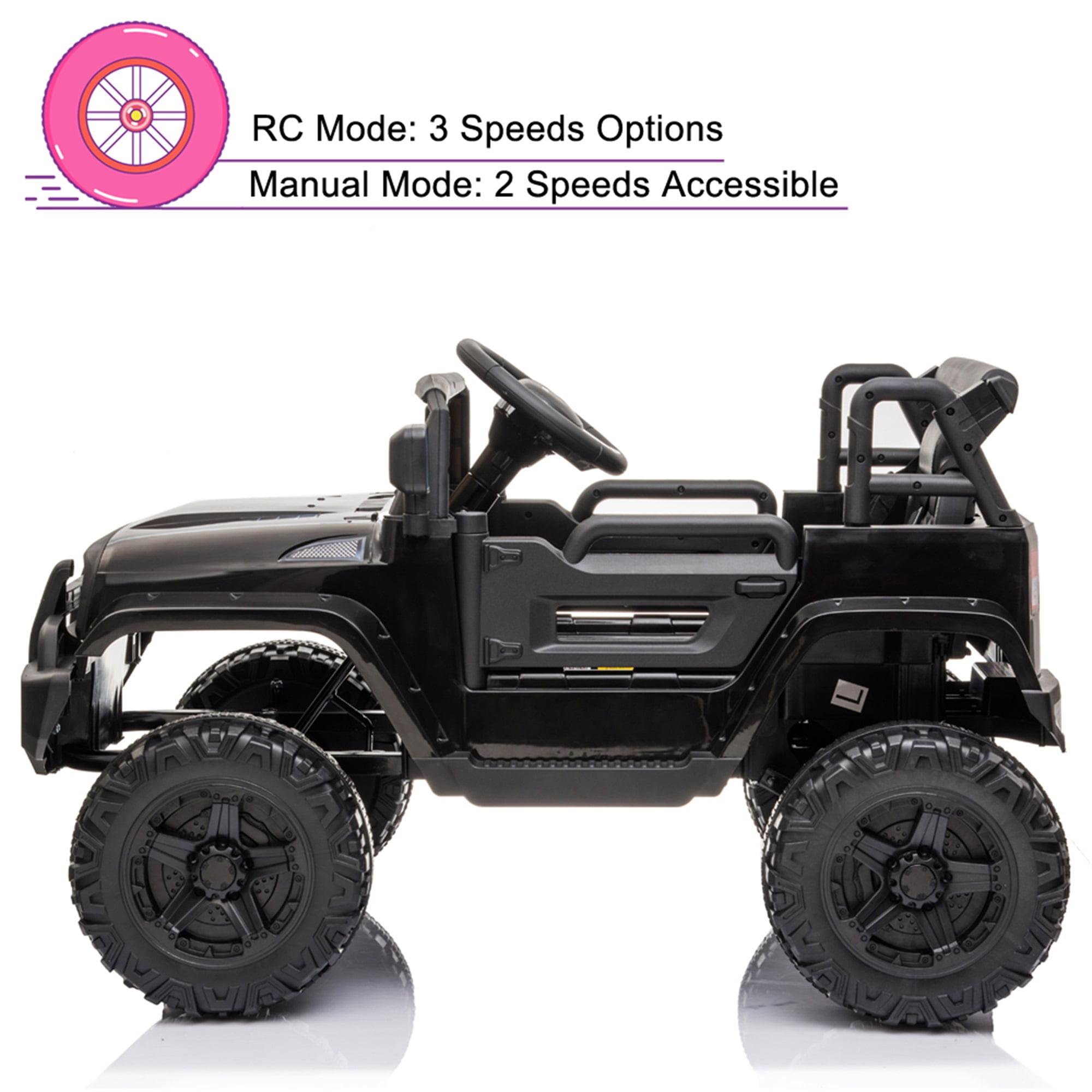 CIPACHO 12V Powered Electric Car Dual Drive, Ride Ons for Kids Car with 2.4G Remote Control, Black