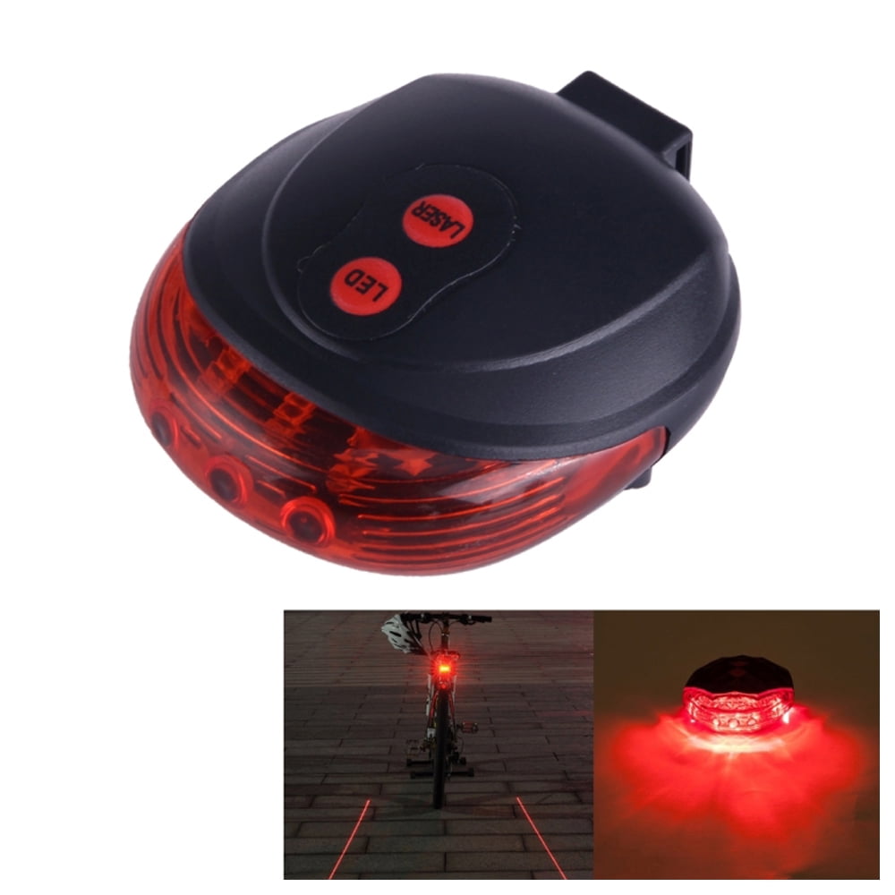 NEW 5 Red LED 2 Laser Bicycle Bike Rear Tail Light Flashing Safety Warning Lamp