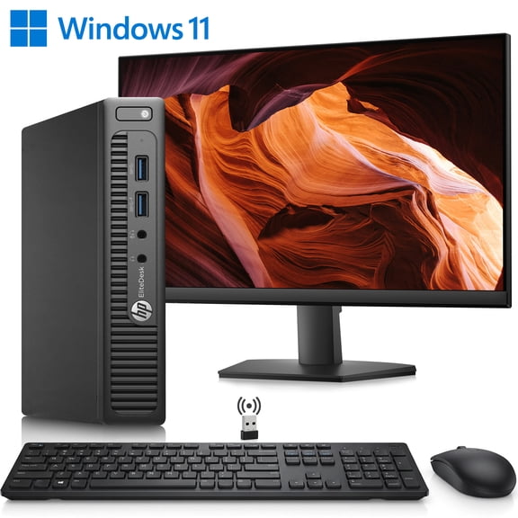 Restored HP Elitedesk 705 G3 | AMD PRO A10-8770E Processor, 22” Full HD Monitor | 256GB SSD, 16GB DDR4 Ram, Wireless Keyboard & Mouse | Windows 11 Pro, Mini Desktop PC