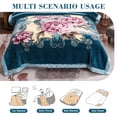 thumbnail image 3 of WOOW DEPOT Full Queen Heavy Fleece Bed Blanket 1 PCS, 7.72 lbs 78.7" x 90.5", Reversible Thick Floral Print Soft Warm Mink Blanket Elegant, Teal Peony, 3 of 7