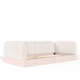 thumbnail image 4 of Twin Size Upholstered Floor Daybed Frame for Kids, Half-Enclosed Montessori Platform Bed with 3-Sided Surrounding Guardrails, 4 of 9