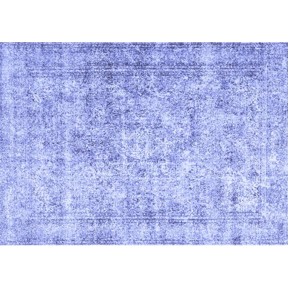 Ahgly Company Machine Washable Indoor Rectangle Persian Blue Traditional Area Rugs, 5' x 7'