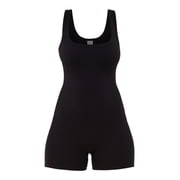 No Boundaries Cotton Stretch Ribbed Cozy Romper, Women’s XS-L