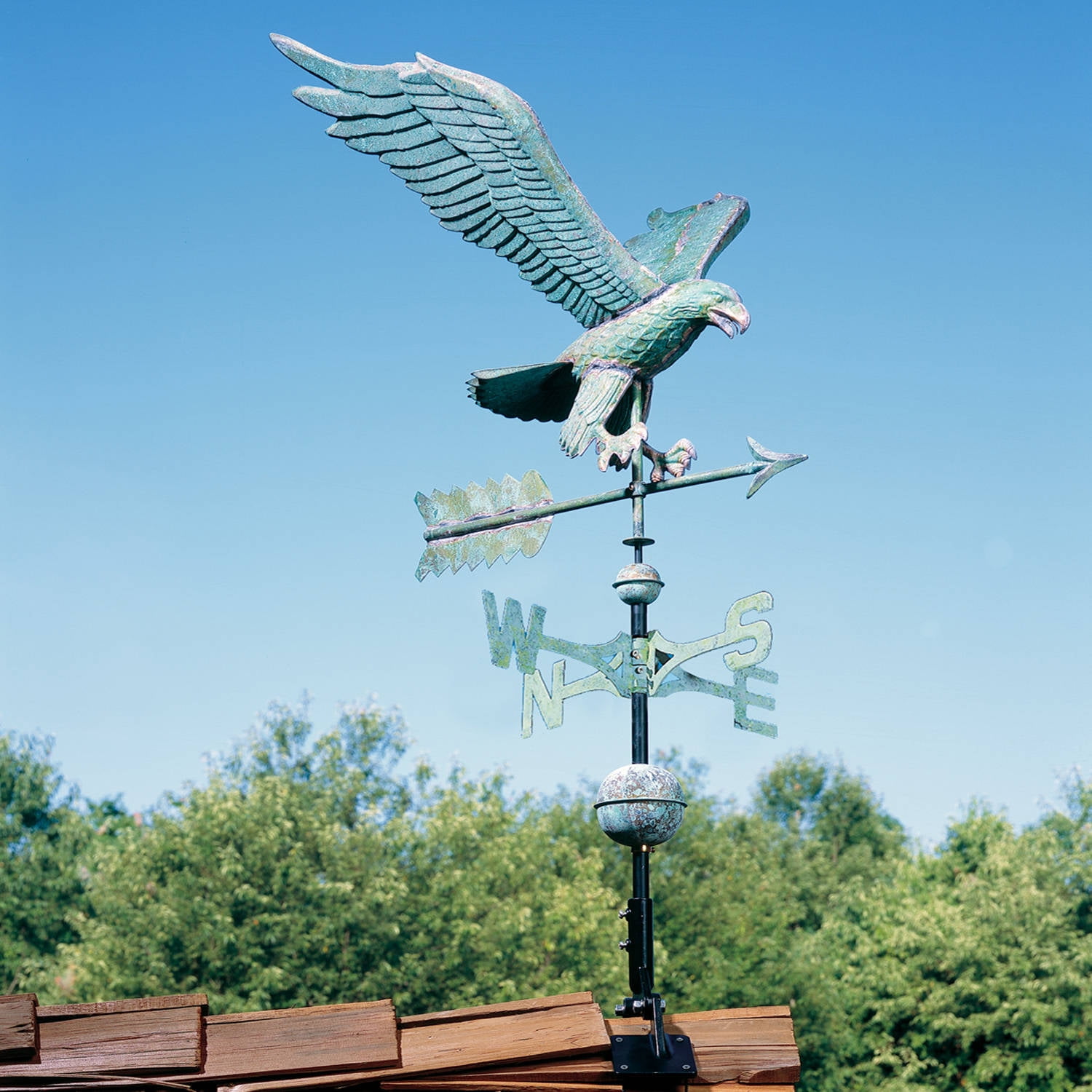 Copper Eagle Weathervane, Verdigris by