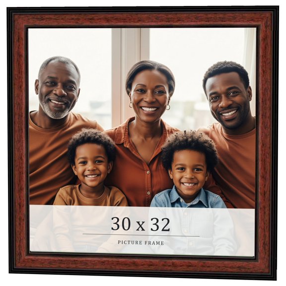30x32 Frame Executive Brown Round Mahogany Finish Solid Wood Picture Frame | 1.25 Inch Moulding
