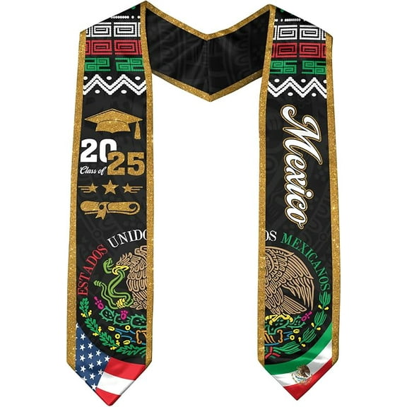 Mexican Graduation Sash, Mexico Graduation Stole 2025,Mexican American Flag Graduation Sash