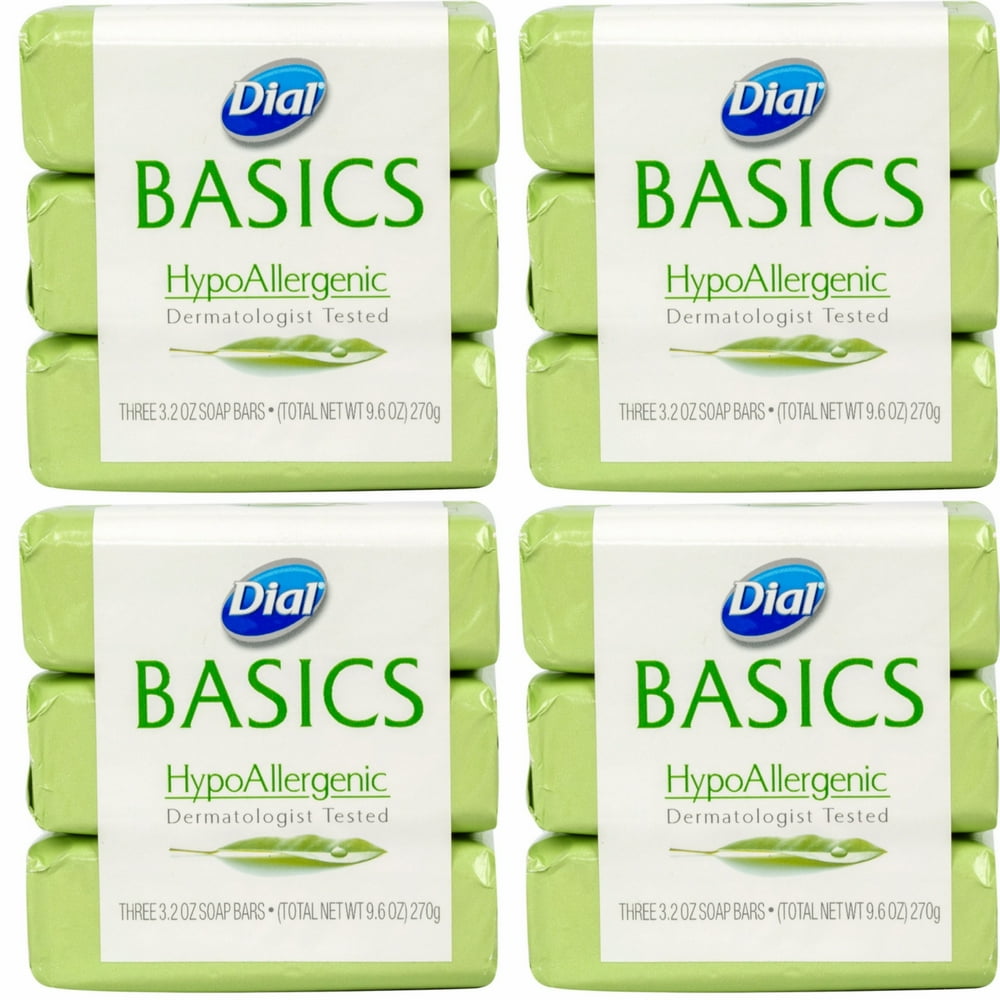 Dial Basics HypoAllergenic Soap 12 Bars Total 3.2 oz Each (Actual