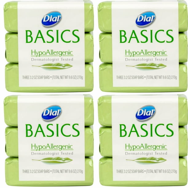 Dial Basics HypoAllergenic Soap 12 Bars Total 3.2 oz Each (Actual