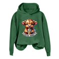 thumbnail image 2 of Cute Highland Cow Coffee Addict Halloween Hoodies for Women Long Sleeve Graphic Hooded Sweatshirt Pullover Tops, 2 of 5