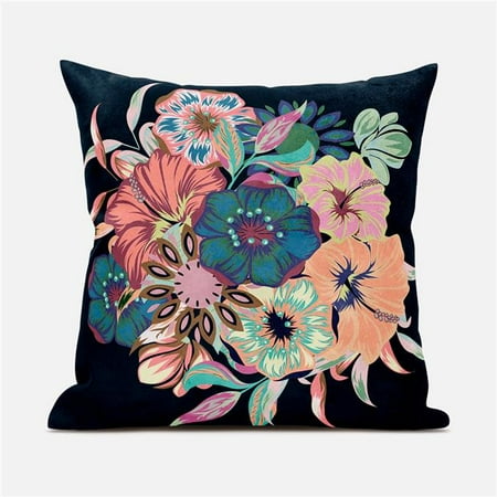 

Amrita Sen Designs CAPL924FSDS-BL-20x20 20 x 20 in. Friendship Bouquet Suede Blown & Closed Pillow - Indigo Peach & Green