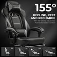 thumbnail image 5 of LUCKRACING Gaming Chair with Footrest, Big and Tall Game Chair 350lb Racing Style Computer Chair, Ergonomic Executive Office Chair High Back with Lumbar Support and Recliner, Gray, 5 of 8