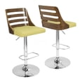 thumbnail image 5 of Mid-Century Modern Adjustable Swivel Bar Stool, Walnut Frame with Green Fabric Upholstery, Counter Height to Bar Height Stool for Kitchen Island, Dining & Home Decor, 5 of 5