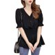 thumbnail image 5 of Camisa de mujer Cuello en V Verano Color sólido Manga media Botón Top, Negro, XL Inevent AP001444-08, 5 of 7