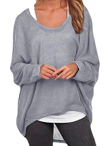 ZANZEA Womens Batwing Sleeve Off Shoulder Loose Oversized Baggy Tops Sweater Pullover Casual Blouse T-Shirt