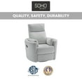 thumbnail image 4 of Soho Baby Nottingham Manual Upholstered Glider Recliner Rocking Chair 360° Swivel for Nursery and Living Room – Plush Gray​, 4 of 12
