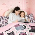 thumbnail image 4 of Manfei Christmas Pet Cat Queen Comforter Set,Traditional Stars Comforter Sets Queen,Pink Black,Pink Reversible,3-Piece,1 Comforter and 2 Pillowcases, 4 of 7