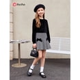 thumbnail image 3 of PatPat Kid Girls Black Skirt Set Velvet Crop Top and Houndstooth Pleated Skirt 2 Pieces Outfit Set Size 5-12, 3 of 8