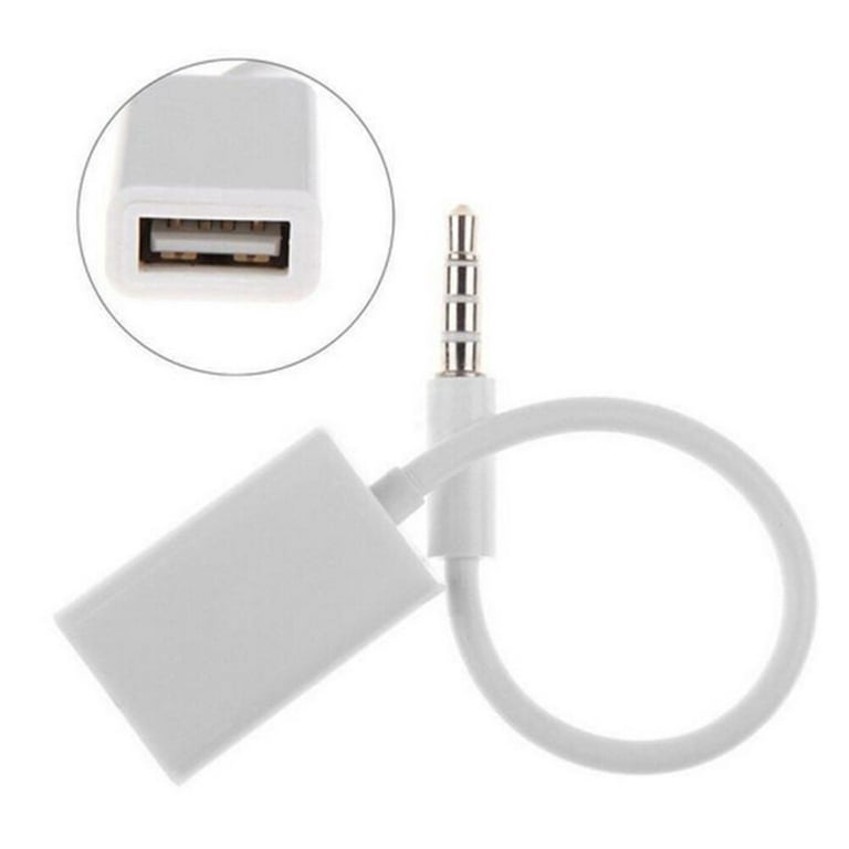 3.5mm AUX Plug to USB 2.0 Male Cable Adapter Cord + 3.5mm Male Audio to  Female Converter Adapter Cable Cord Read MP3 File USB flash Driver 