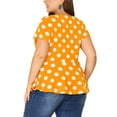 thumbnail image 3 of Agnes Orinda Women's Plus Size Tops Peplum Hem Short Sleeve Summer Polka Dot Shirts Blouses 3X Orange, 3 of 7