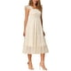 thumbnail image 4 of Vestido midi sin mangas de verano INSPIRE CHIC para mujer, con volantes y capas de tul, vestido de fiesta, color albaricoque, talla M, 4 of 6