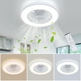 thumbnail image 2 of 22'' Modern Enclosed Ceiling Fan With Light And Remote,6 Speeds,10-100% Stepless Dimming,Adjustable Brightness(3000K,4000K,6500K ),Timer,Reversible Low Profile Flush Mount Fan,White, 2 of 8