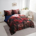 thumbnail image 3 of Homewish Dreamy Red Rose 7-Piece Bedding Comforter Set,Romantic Floral Flower King Bedding Sets,Cyan Butterfly Bed Sheets For Girls Kids,Breathable Home Decor Reversible, 3 of 8
