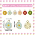 thumbnail image 2 of 48Pcs 6 Colors Alloy Enamel Charms Light Gold Sunflower Charm Mixed Color 17x13x2mm Hole: 2mm 8pcs/color, 2 of 6