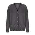 thumbnail image 5 of bbymog Women's Long Sleeve Cardigan Solid Color V-Neck Button Down Cardigans Casual Outwear Fall Lightweight Cardigans for Women Dark Gray L, 5 of 7