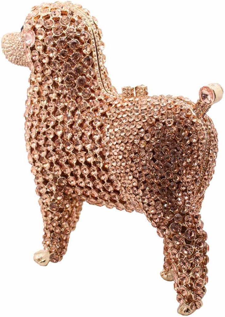 Baguery Luxury Poodle Rhinestone Clutch Purse for Women, Sparkling Crystal Evening Bag Wedding Party Phone-Friendly Animal Purse