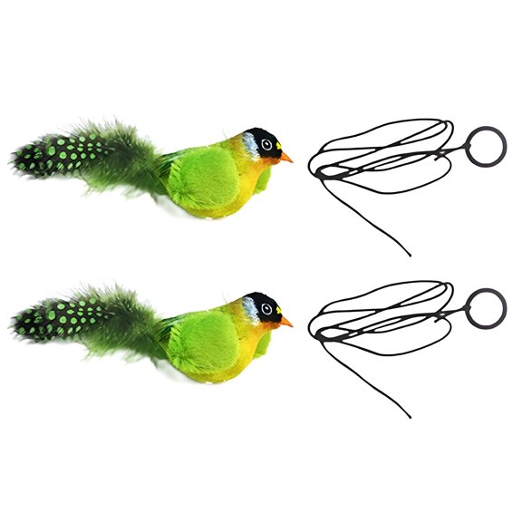 BESTSKY 2Pcs Flapping Bird Cat Toy,Pearl Bird Feathers Bird Cat Toy,Non-Damaging Safe Design Cat Bird Toy Flapping,Green
