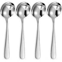ACDANC 4 Pack Stainless Steel Spoons Round Soup Spoon Set Flatware Set for Home, Kitchen or Restaurant, 4.9Inch Soup Spoons