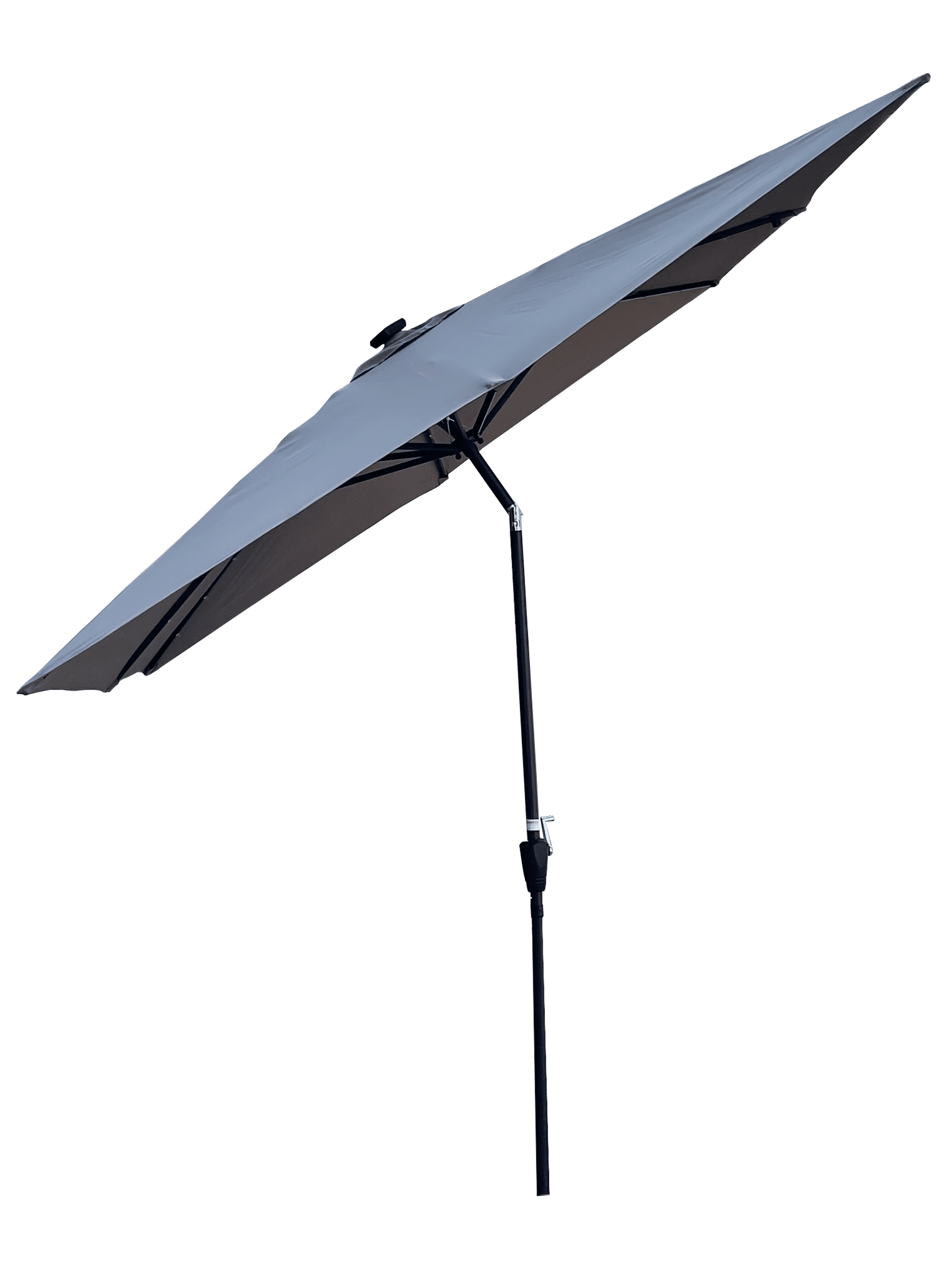 2.5x2.5M Square Outdoor Patio Umbrella, Solar LED Lighted Sun Shade Canopy with 8 Ribs & Crank Base, Light Slate Grey