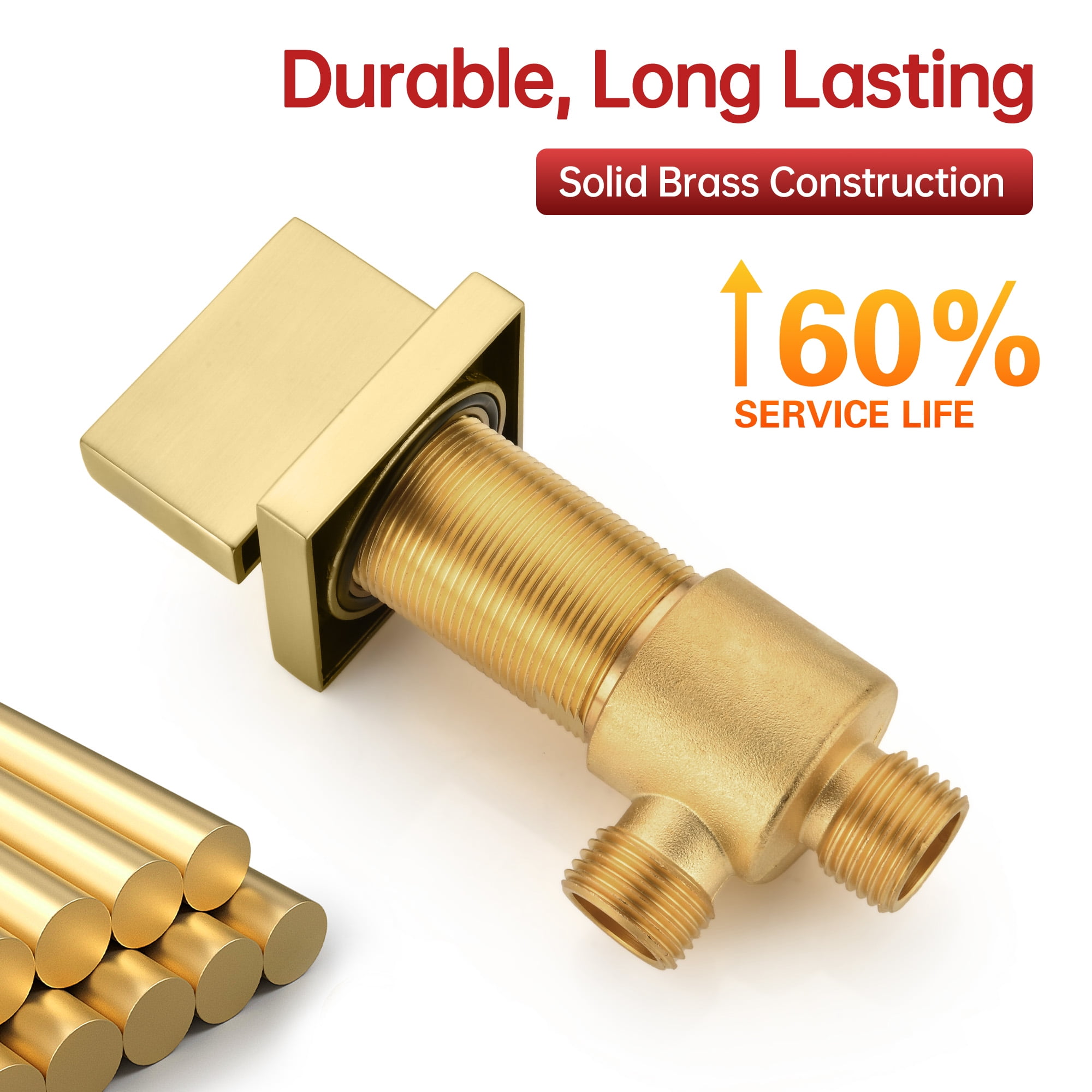 SUMERAIN Brushed Gold 5 Hole Roman Tub Faucet with Hand Shower, Deck Mount Waterfall Bathtub Faucet with Valve, High Flow