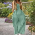 thumbnail image 4 of Wiyuqeen Jumpsuits for Women Casual Baggy Cargo Overalls Sleeveless V Neck Bib Wide Leg Rompers Solid Summer Jumpers with Pockets, 4 of 7