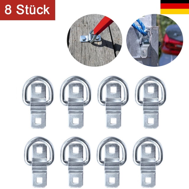 Apuakthei Pack de 8 soportes de amarre de 800 kg, argollas de amarre para remolque, canal de amarre, ganchos de amarre, sujeción de carga