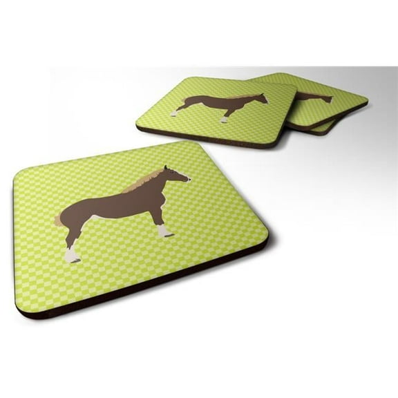 Percheron Horse Green Foam Coaster, Set of 4