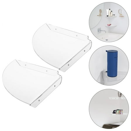 ULTNICE 2 Pcs Storage Shelving Wall-mounted Rack Floating Shelf Wall Shelf Floating Corner Shelves Acrylic 21x21cm