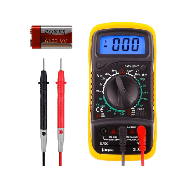 Multimetro Digital Bloosom Lcd Voltimetro Amperimetro Ac/dc Xl830l Amarillo con Negro