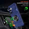 thumbnail image 2 of SaniMore for Samsung Galaxy A35 Stand Case, Armor Design Military-grade Drop Resistant Magnetic Car Mount Hidden Card Holder [Up to 2] Heavy Duty Protective Hybird Shockproof No-slip, Blue, 2 of 7