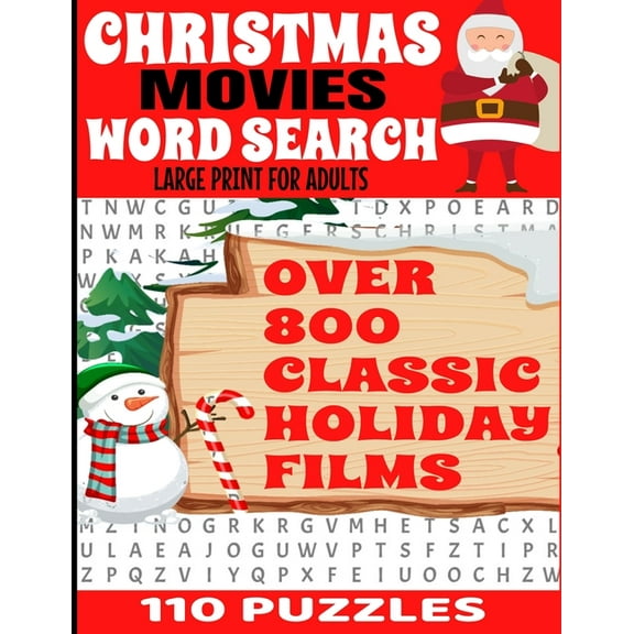 Christmas Movies Word Search Large Print for Adults: Over 800 Classic Holiday Film Titles - 110 Full Page Puzzles - Deca, (Paperback)