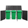 Walmeck Triple Wheelie Bin Shed Black 90.2"x30.7"x47.2" Poly Rattan