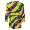 thumbnail image 3 of Visit the JURANMO Store Women's Holiday Shirts Color Block Striped Print Mardi Gras T Shirt Novelty Graphic Parade Tunic Tops Purple XXL, 3 of 5
