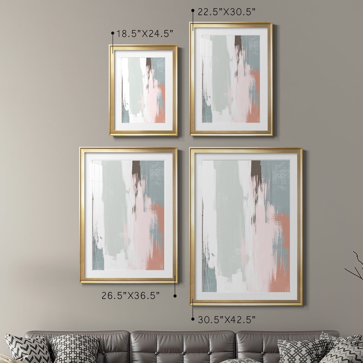 Wexford Home Sandstone Peel III Premium Framed Print, 26.5" x 36.5" - Ready to Hang, Gold (Set of 2)