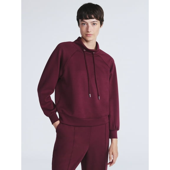 Scoop Women's and Women's Plus New Scubaknit Funnel Neck Sweatshirt, Sizes XS-4X