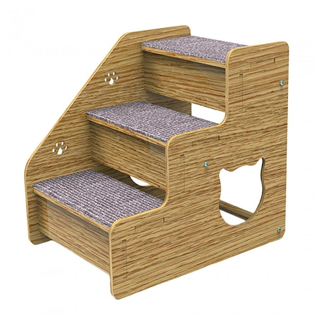 Escalera de madera para perros, escalones para mascotas, rampa para perros de 3 escalones, accesorios portátiles, escalera antideslizante para perros, valla única