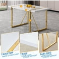 thumbnail image 5 of StnTalk Dining Table Set for 4, White and Gold Kitchen Table Set with 4 PU Leather Chairs, Modern Glam Dining Set with Gold Metal Frame for Apartment Small Space, 5 of 7