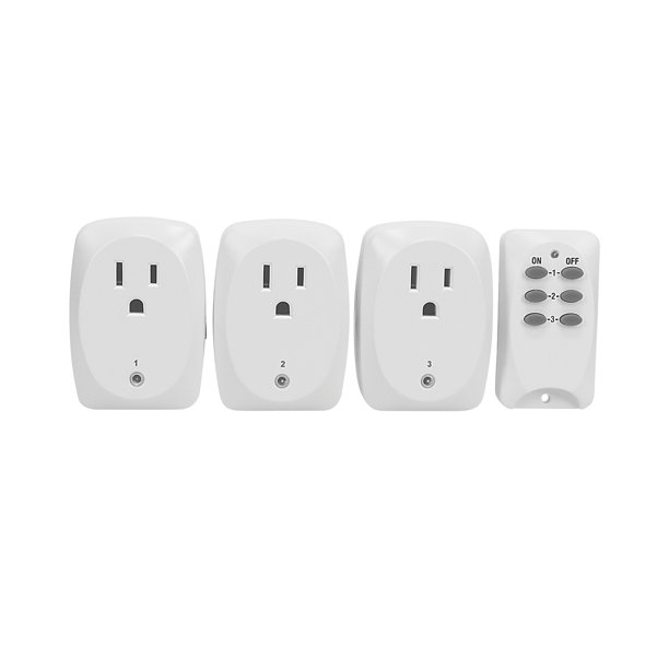 3PK Indoor Remote Controlled Outlets, White, CP50009