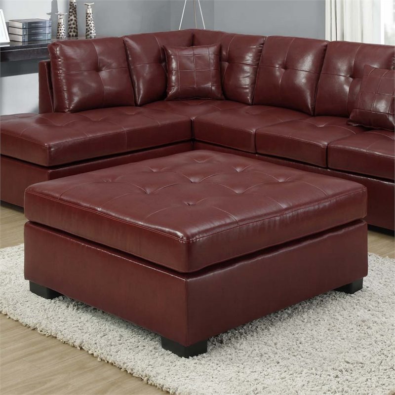 OTTOMAN RED LEATHERLOOK